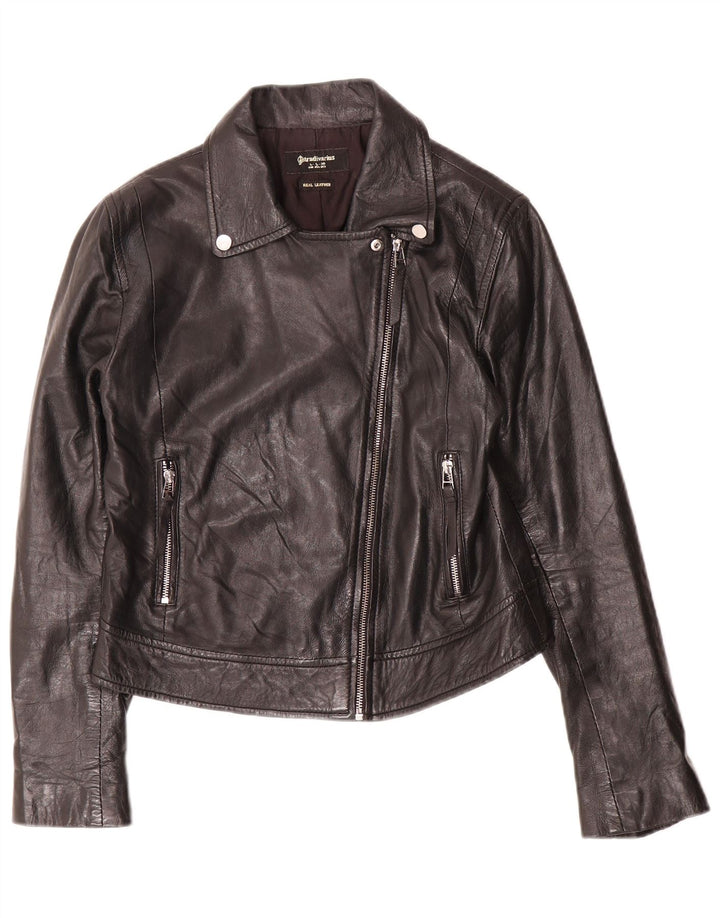 Giacca in pelle da donna Stradivarius UK 14 grande in pelle nera