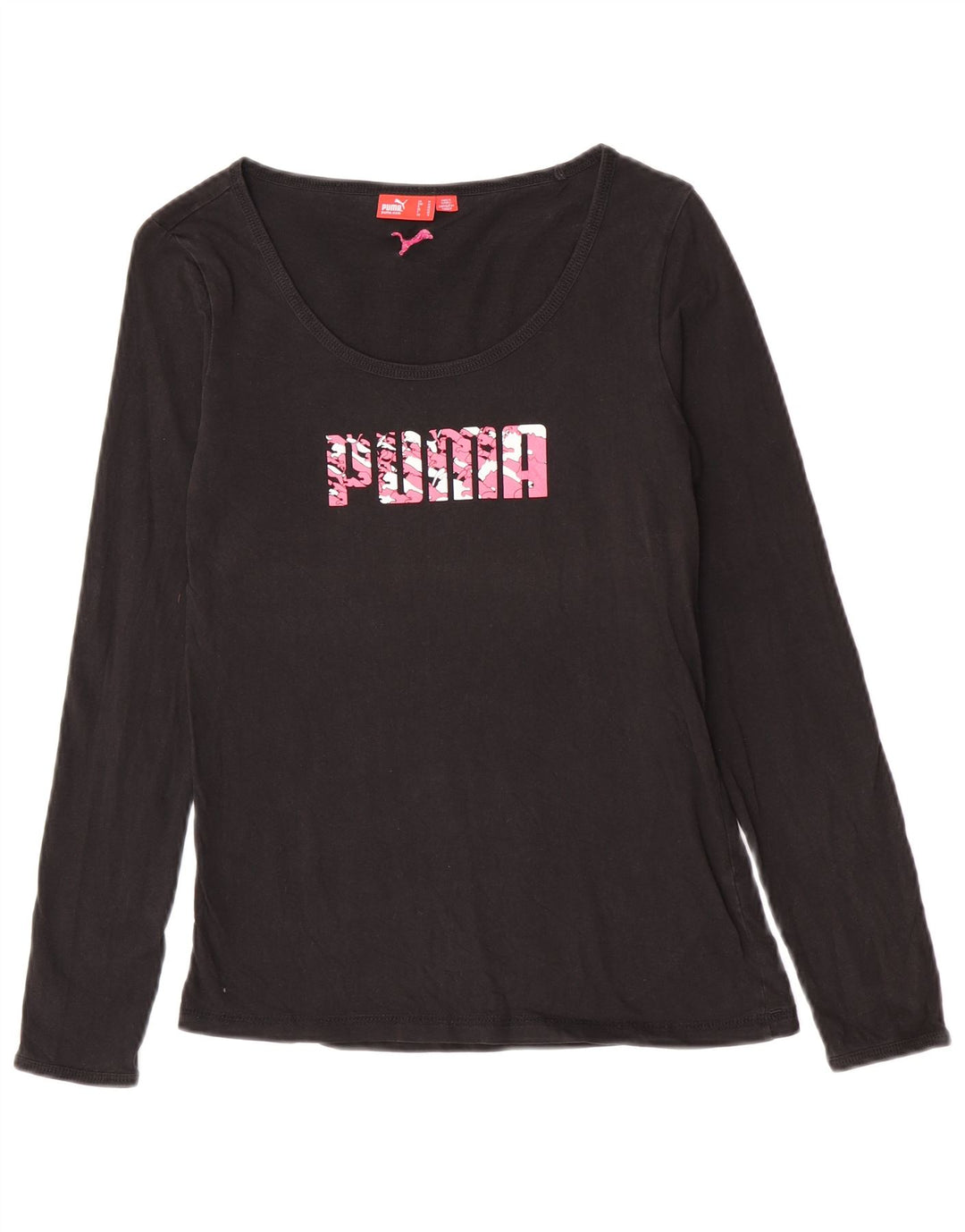 Puma Maglietta grafica da donna a maniche lunghe UK 12 Medium Nera