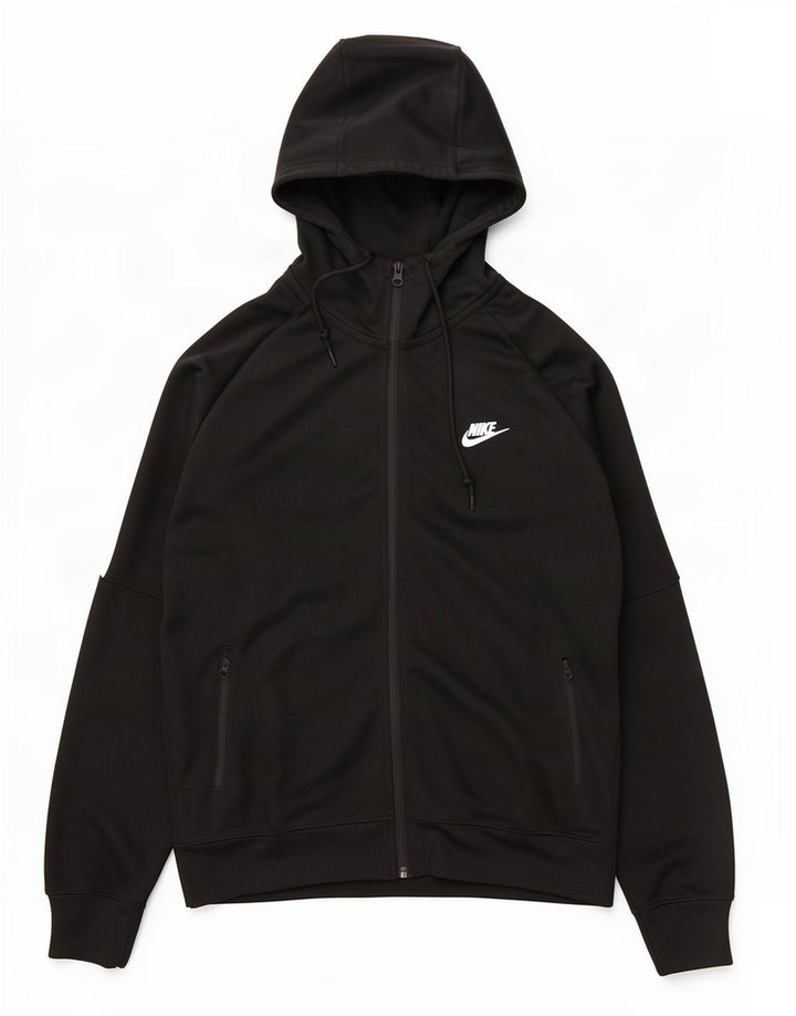 Felpa con cappuccio e zip Nike da uomo, grande, in poliestere color block nero