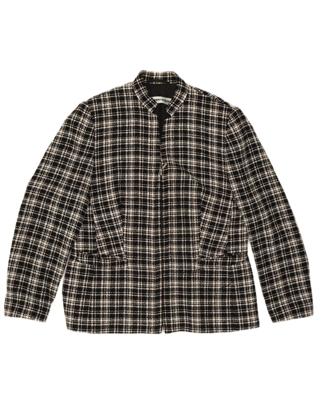 Giacca blazer da donna Gerry Weber UK 16 Grande poliestere a quadri neri