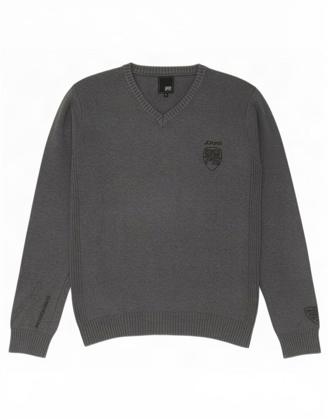 Maglione maglione con scollo a V da uomo Jack & Jones in cotone grigio medio