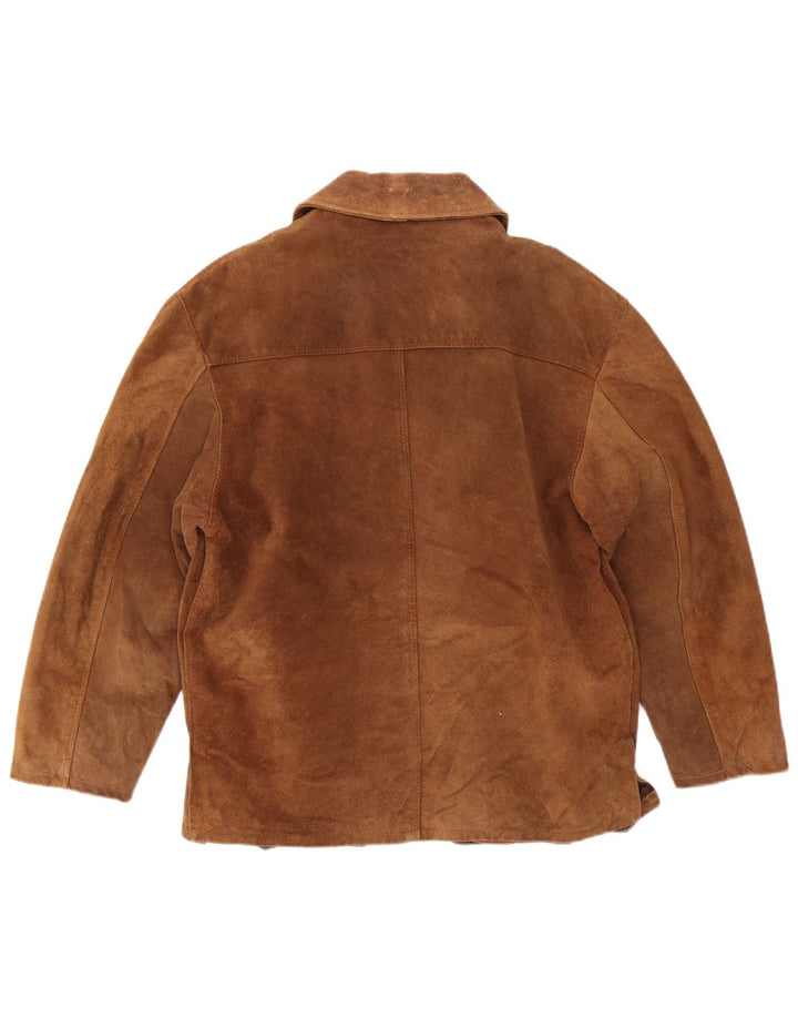 Giacca vintage in pelle scamosciata da donna UK 16 grande marrone