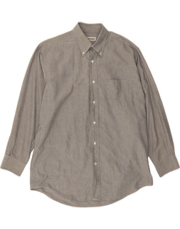 BURLINGTON Mens Shirt Large Grey Cotton