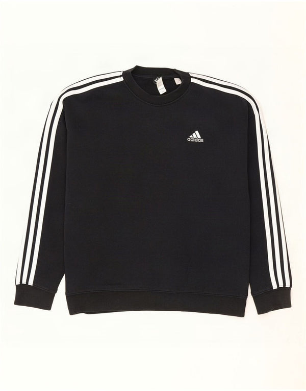 Felpa oversize da donna Adidas UK 12/14 cotone nero medio