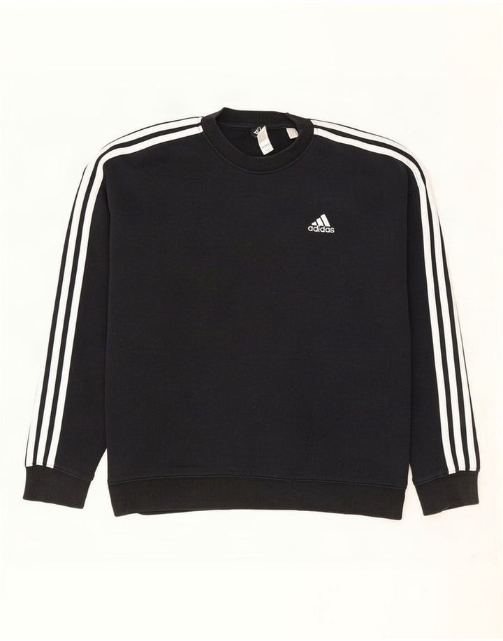 Felpa oversize da donna Adidas UK 12/14 cotone nero medio