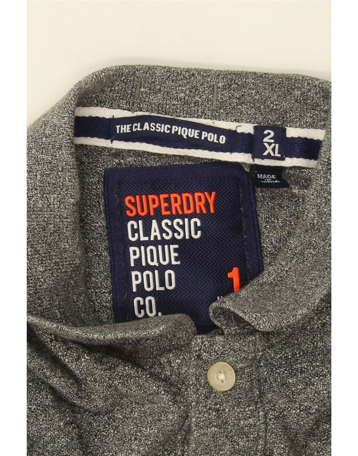Polo da uomo Superdry 2XL in cotone chiazzato grigio