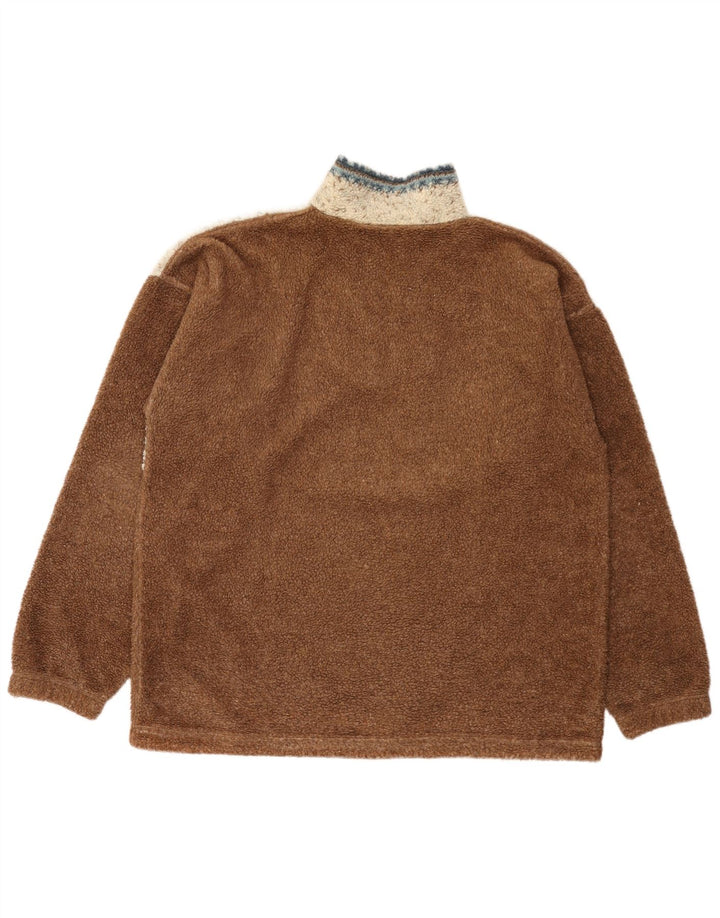 Vinci Maglione in pile da uomo con zip e collo, grande, in poliestere color block marrone