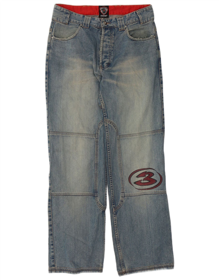 Jeans dritti Suomy da uomo con grafica motorstyle media W32 L32 cotone blu