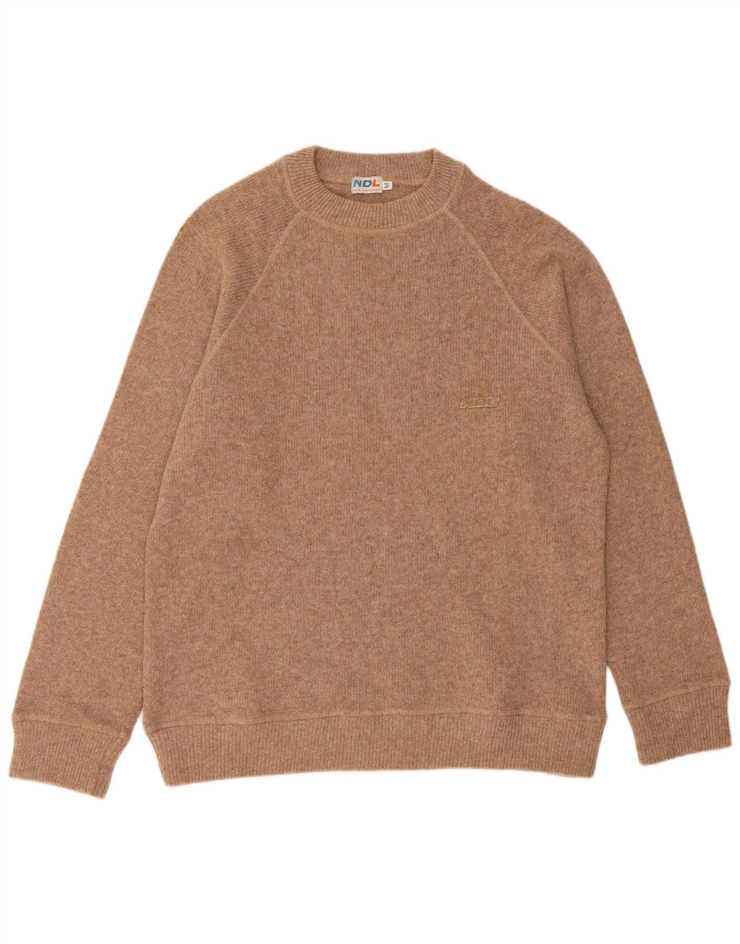 Maglione vintage da uomo girocollo in lana beige medio
