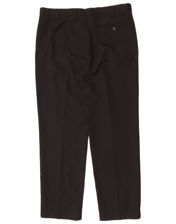 Pantaloni da abito da uomo con vestibilità regolare e pegged Marks & Spencer W36 L31 in lana nera