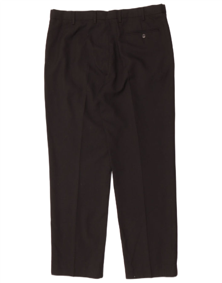 Pantaloni da abito da uomo con vestibilità regolare e pegged Marks & Spencer W36 L31 in lana nera