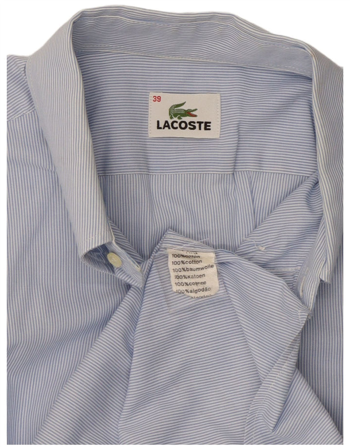 Camicia a maniche corte da uomo Lacoste taglia 39 cotone gessato blu medio