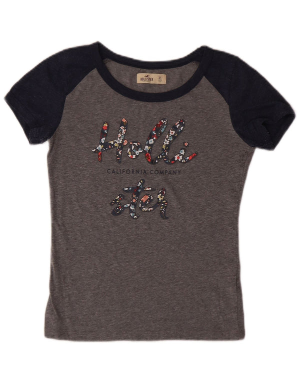 T-shirt grafica da donna HOLLISTER Top UK 6 XS in cotone color block grigio
