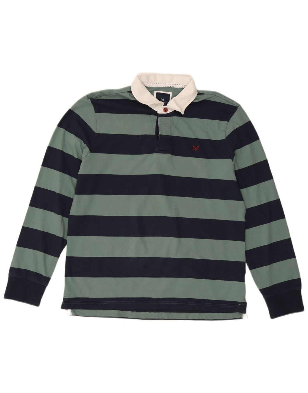 CREW CLOTHING Polo da rugby da uomo a maniche lunghe a righe grandi blu navy