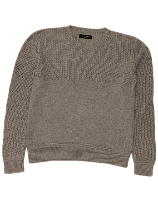 Maglione maglione girocollo da uomo All Saints in cotone grigio medio