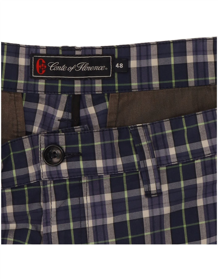 Pantaloncini chino da uomo Conte of Florence IT 48 medi W32 blu navy a quadri
