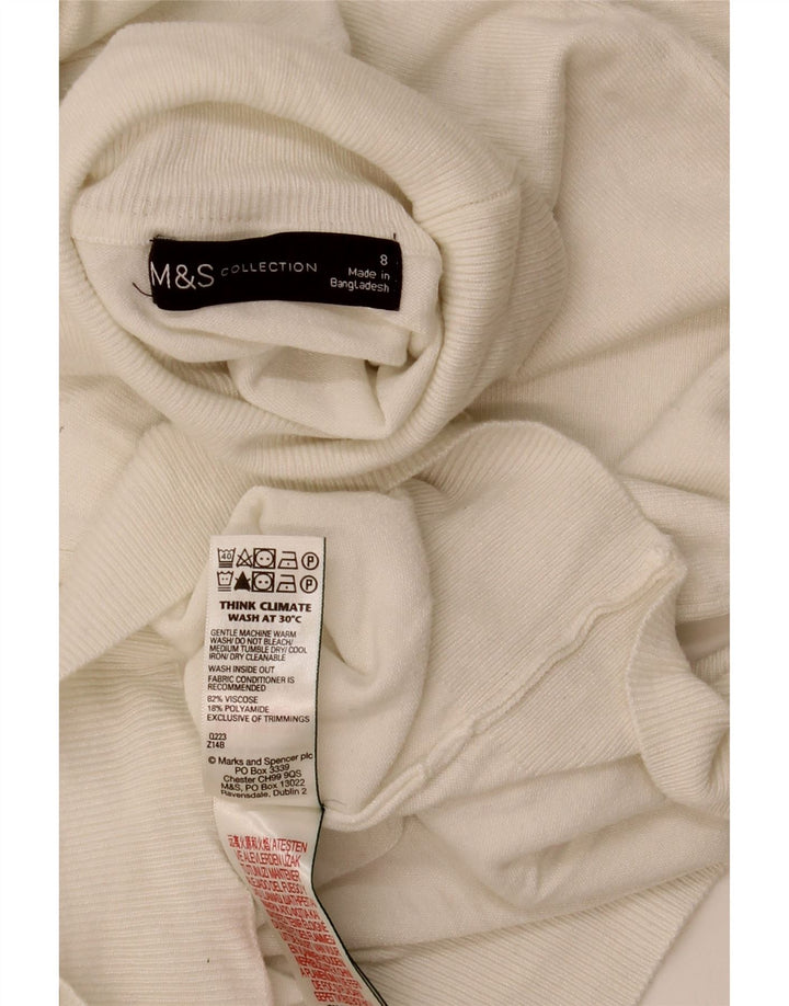 Maglione maglione a collo alto da donna Marks & Spencer UK 8 piccolo bianco