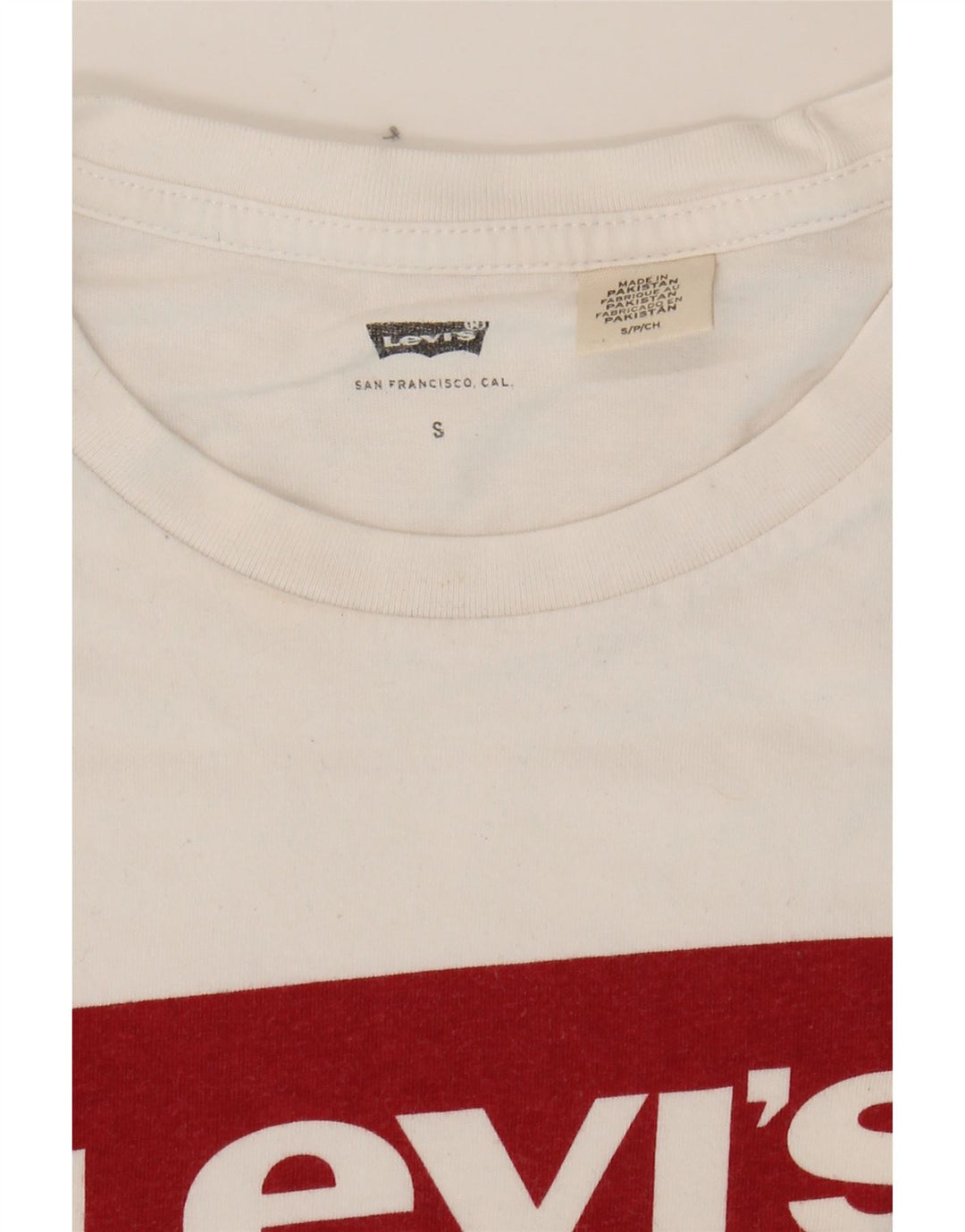 LEVI'S Mens Graphic T-Shirt Top Small White Cotton Vintage Levi's and Second-Hand Levi's from Messina Hembry 