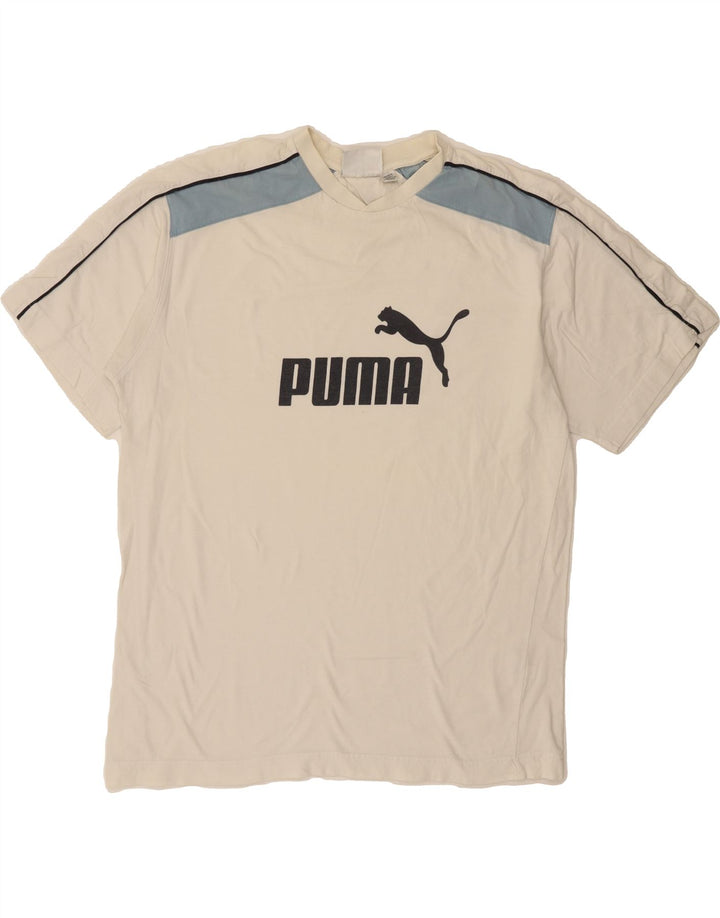 PUMA Mens Graphic T-Shirt Top XL Off White Cotton Vintage Puma and Second-Hand Puma from Messina Hembry 