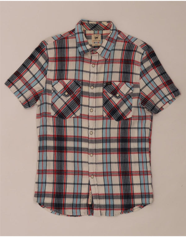 Camicia da uomo in flanella a maniche corte Lee, cotone a quadri multicolore grande