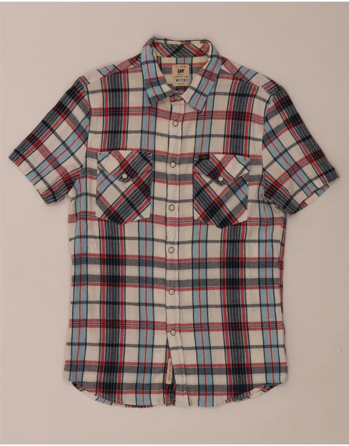 Camicia da uomo in flanella a maniche corte Lee, cotone a quadri multicolore grande