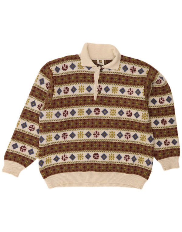 Vintage Mens Polo Neck Jumper Sweater IT 50 Medium Multicoloured Retro