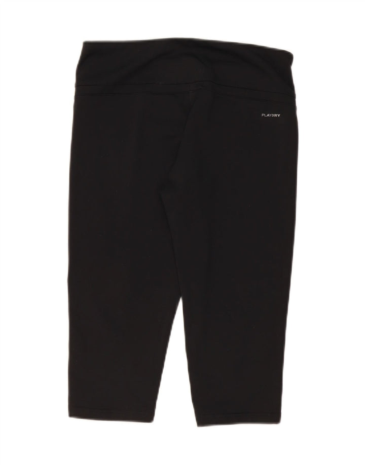 REEBOK Womens Capri Leggings UK 14 Medium  Black Polyester Vintage Reebok and Second-Hand Reebok from Messina Hembry 