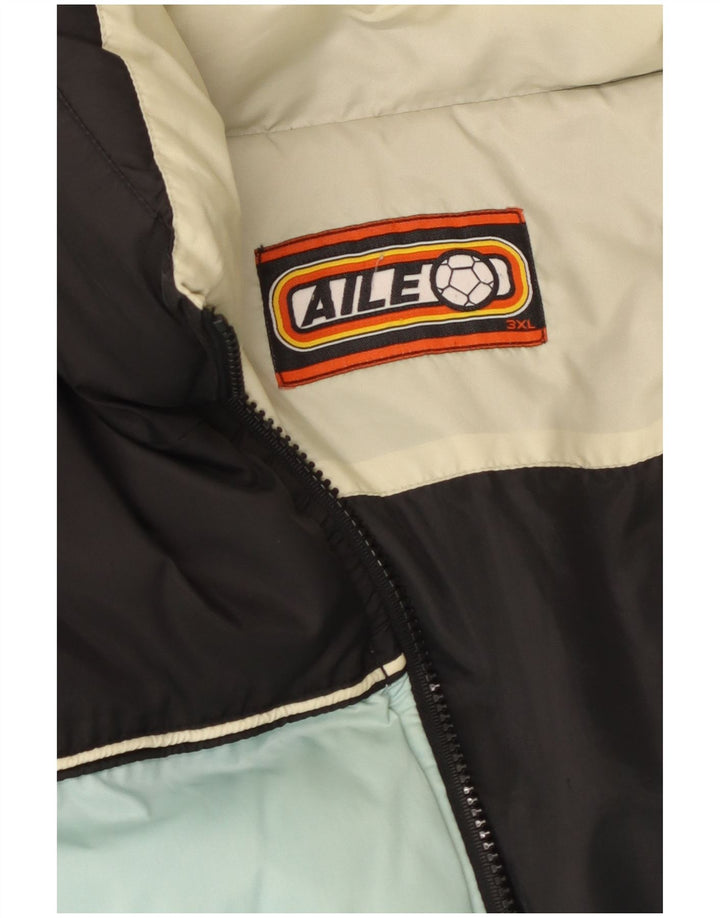 Giacca imbottita vintage da uomo UK 46 3XL color block nero