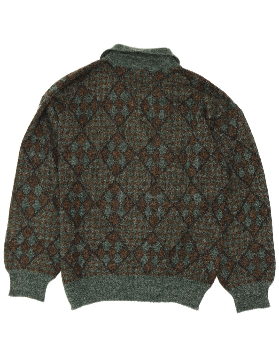 Maglione da uomo con collo alto Suspense IT 50 Verde medio Argyle/Diamante