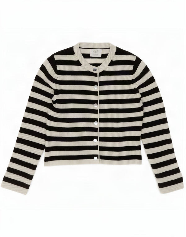 Maglia Cardigan Bambina Zara 13-14 Anni Viscosa Rigata Nera