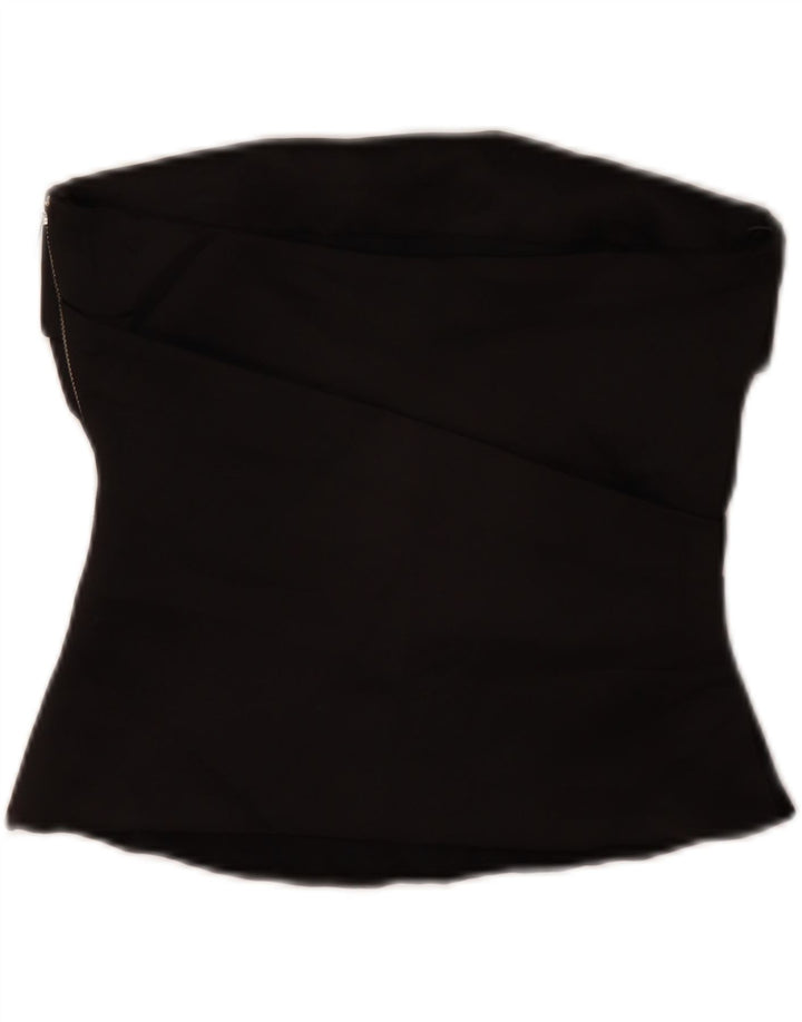 Top corto senza spalline da donna Zara UK 10 piccolo poliestere nero