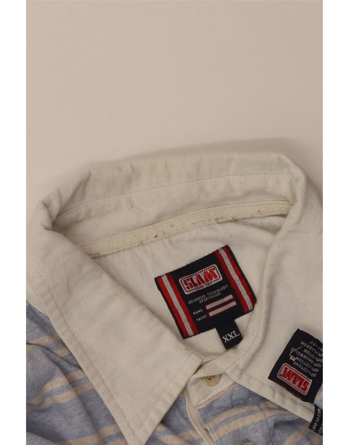 Polo da uomo a maniche lunghe Slam 2XL in cotone a righe blu