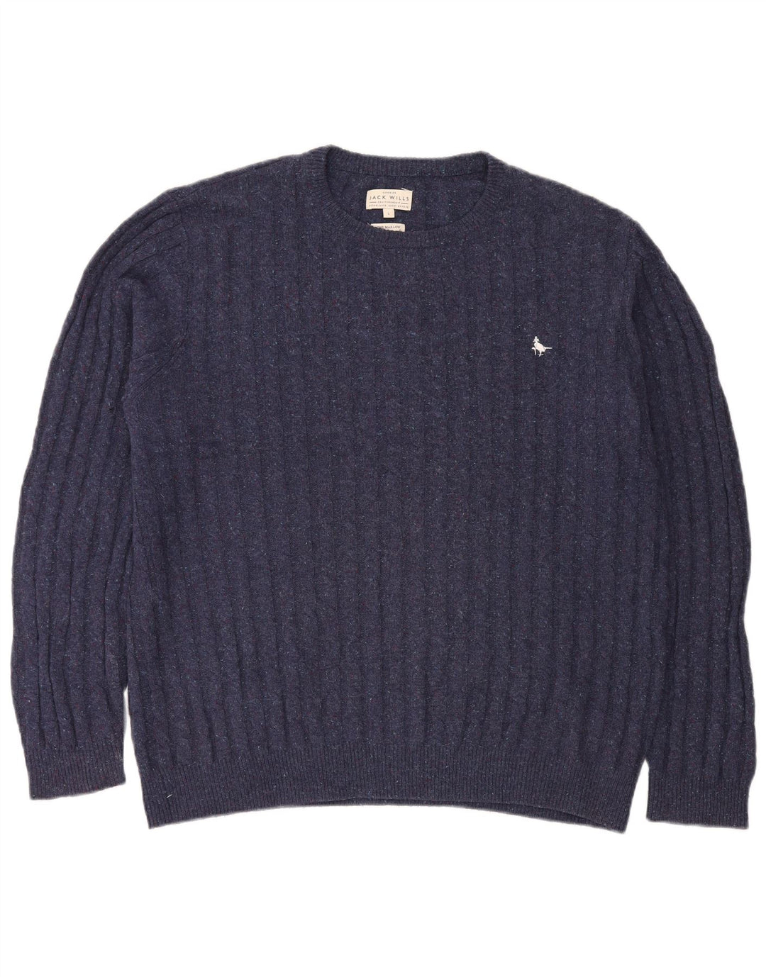 JACK WILLS Maglione maglione girocollo da uomo grande blu navy screziato