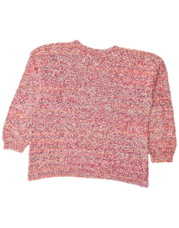 Maglione maglione con scollo a barca da donna VINTAGE UK 18 XL rosa screziato