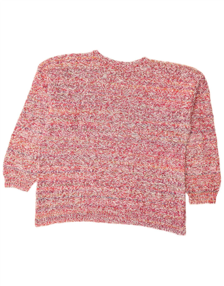 Maglione maglione con scollo a barca da donna VINTAGE UK 18 XL rosa screziato