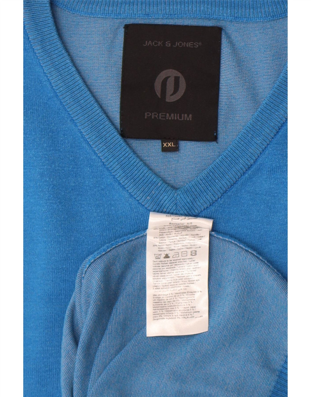Maglione maglione con scollo a V da uomo Jack & Jones 2XL acrilico blu