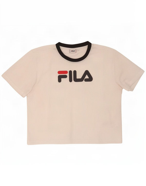 Maglietta grafica da donna Fila Top UK 16 grande poliestere bianco