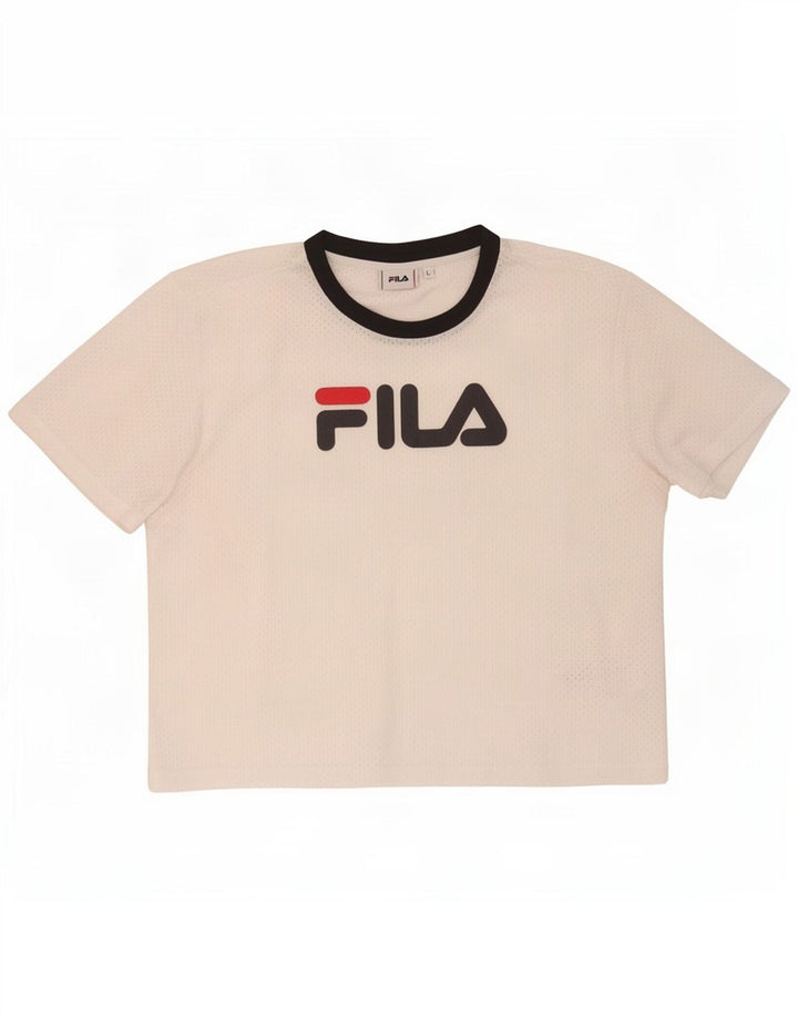 Maglietta grafica da donna Fila Top UK 16 grande poliestere bianco