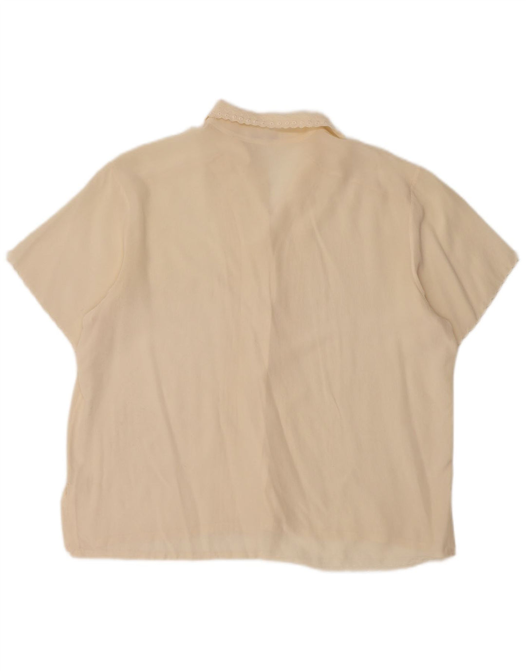 Camicetta camicia a maniche corte da donna vintage UK 14 seta media bianco sporco