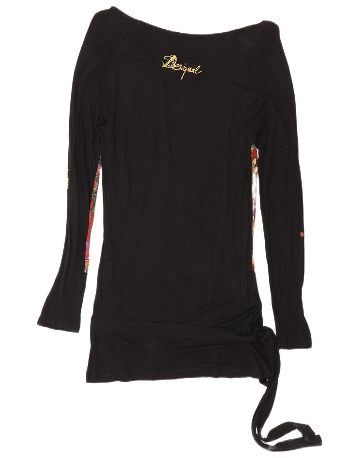 Desigual Donna Graphic Manica Lunga Tunica Top UK 12 Medio Nero