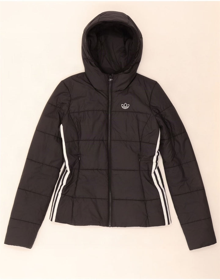 Giacca imbottita con cappuccio da donna Adidas UK 8 Small poliestere nero