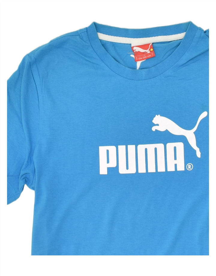 PUMA Mens Graphic T-Shirt Top Small Blue Cotton | Vintage Puma | Thrift | Second-Hand Puma | Used Clothing | Messina Hembry 