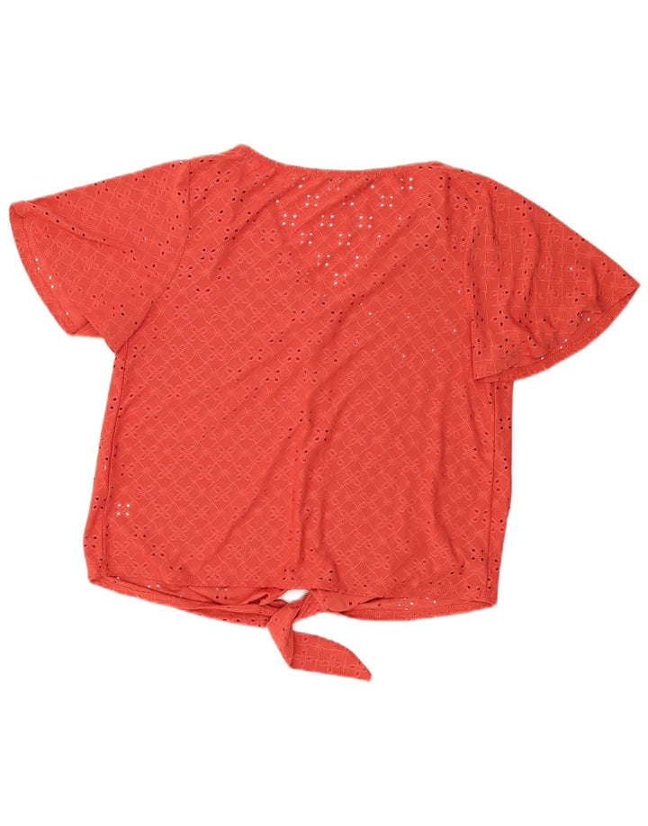 Oasis Camicia da donna a maniche corte con allacciatura sul davanti UK 14 Poliestere rosso medio