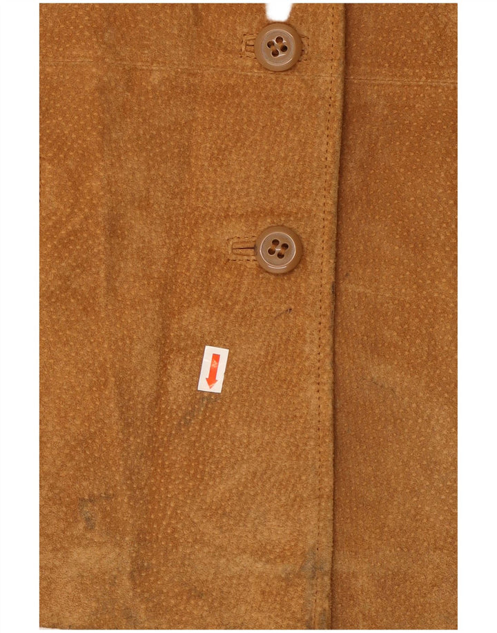KAFFE Womens Suede Jacket UK 18 XL Brown Leather