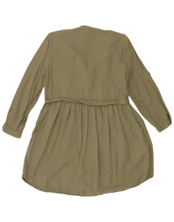Abito camicia a maniche lunghe da donna Zara UK 10 piccolo kaki