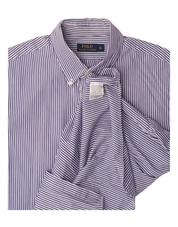 Polo Ralph Lauren Camicia a maniche corte da uomo XL in cotone a righe blu