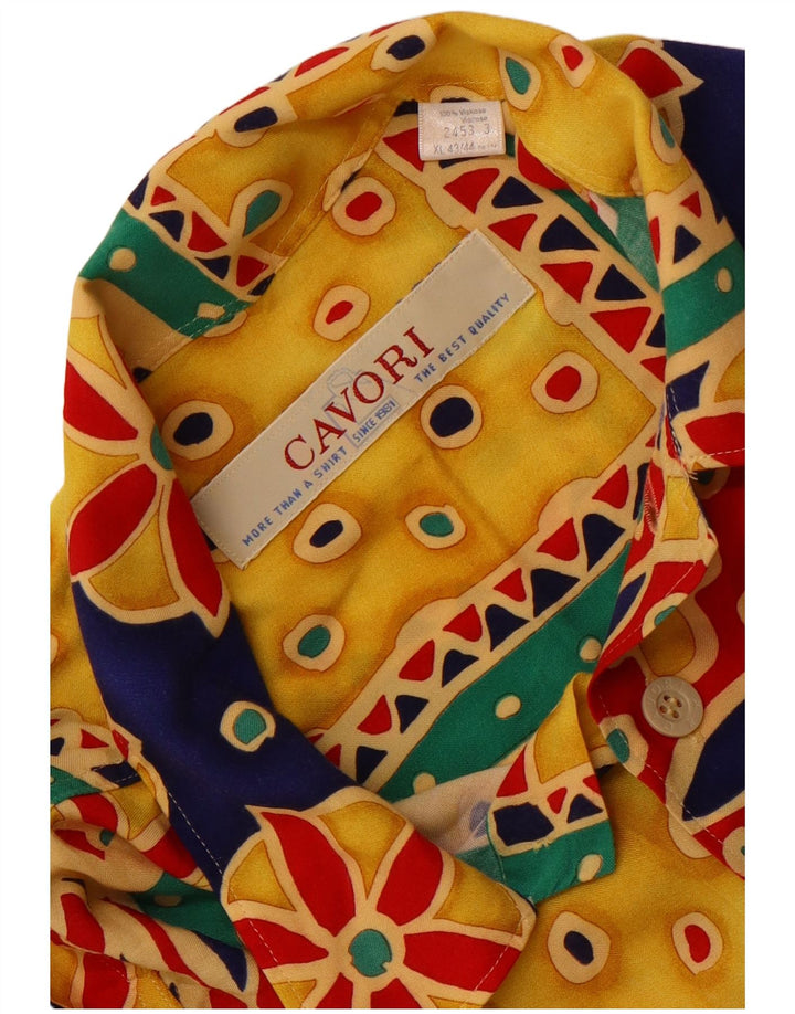 Cavori Camicia Uomo Manica Corta Taglia 43/44 XL Patchwork Multicolore