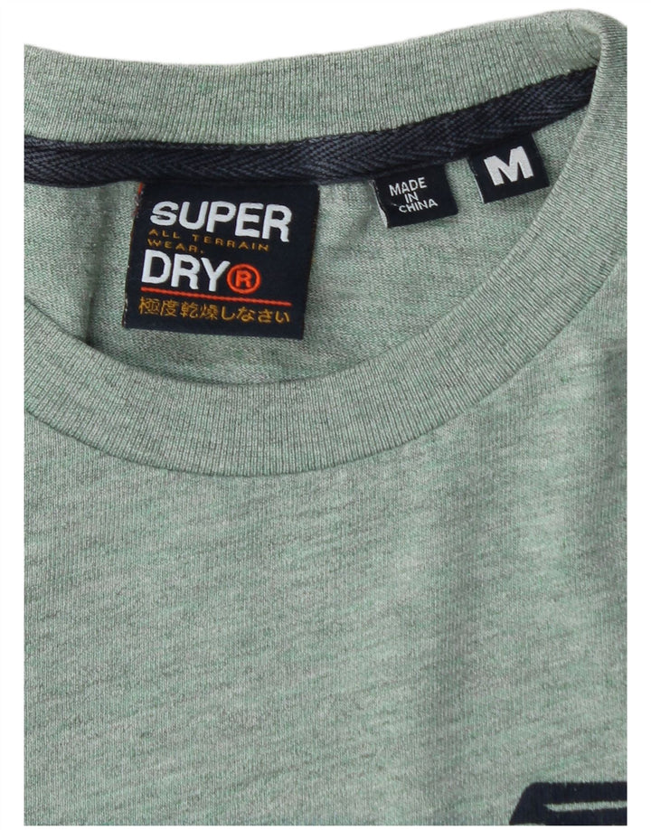T-shirt grafica da uomo Yokohama SUPERDRY in cotone screziato verde medio