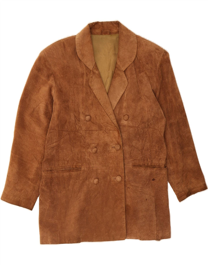 VINTAGE Womens Suede Double Breasted Coat UK 14 Large Brown Leather Vintage Vintage and Second-Hand Vintage from Messina Hembry 