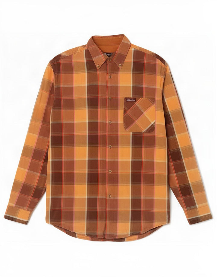 Camicia da uomo Marlboro Classics in cotone a quadri marroni grandi